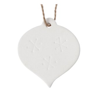Hanging Ceramic Flat Round Bauble Decoration 8cm