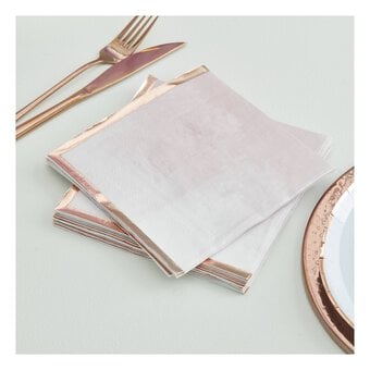 Ginger Ray Glaze Pink Watercolour and Rose Gold Napkins 16 Pack image number 2