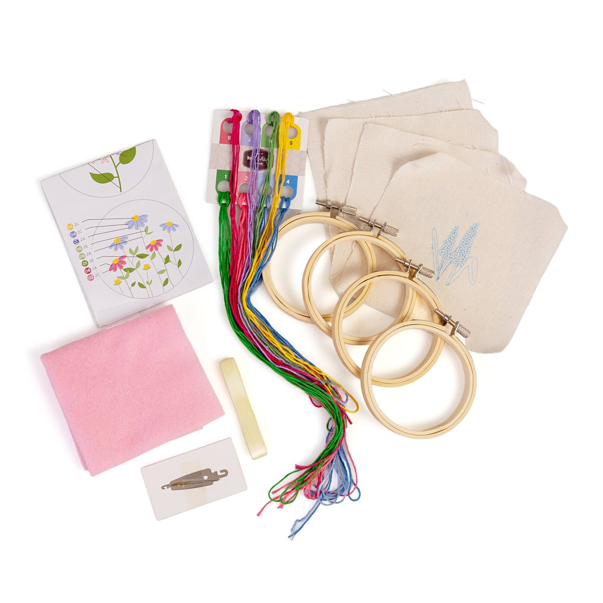 Flower Embroidery Kit 4 Pack Hobbycraft