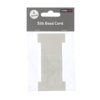 White Silk Bead Cord with Needle 0.6mm x 2m 
