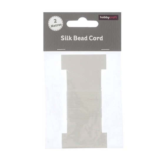 White Silk Bead Cord with Needle 0.6mm x 2m  image number 2