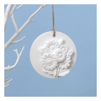 Hanging Plaster Floral Tile Decoration 7cm