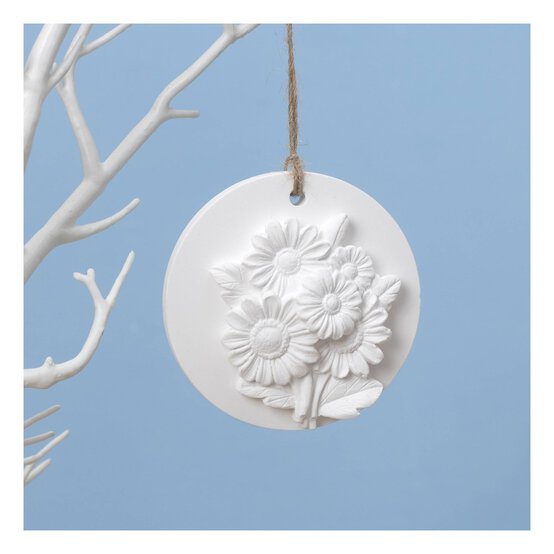 Hanging Plaster Floral Tile Decoration 7cm image number 1