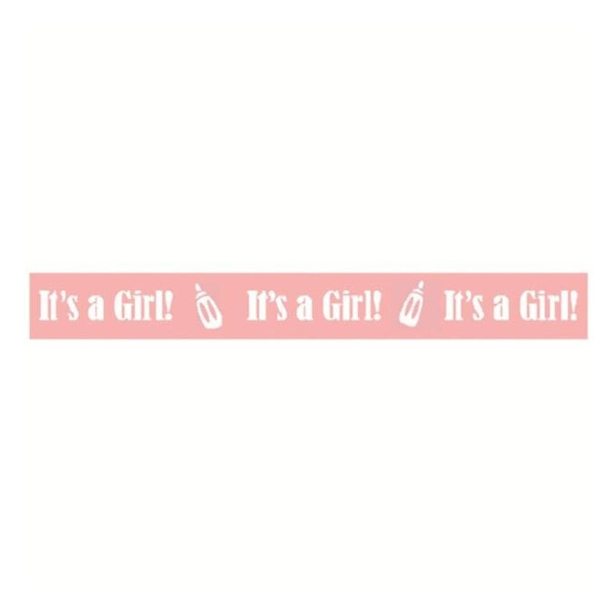 White On Baby Pink It's A Girl Ribbon 10mm x 4m image number 1