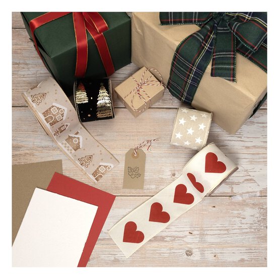 Gingerbread Wire Edge Printed Ribbon 63mm x 3m image number 2