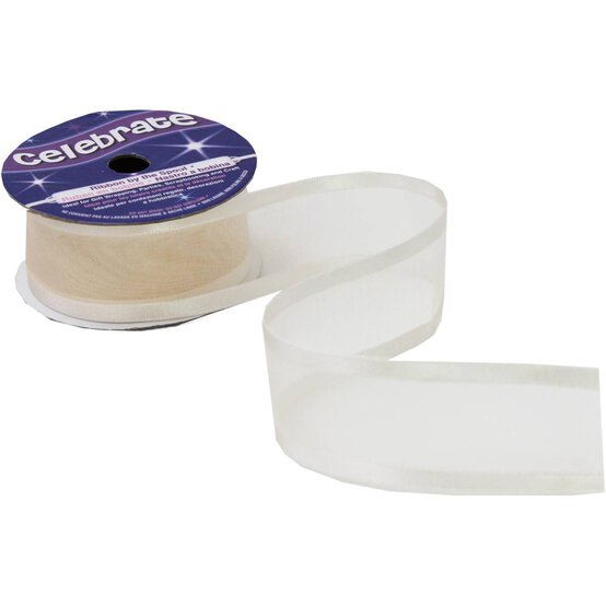 Ivory Organza Satin-Edged Ribbon 25mm x 4m image number 3