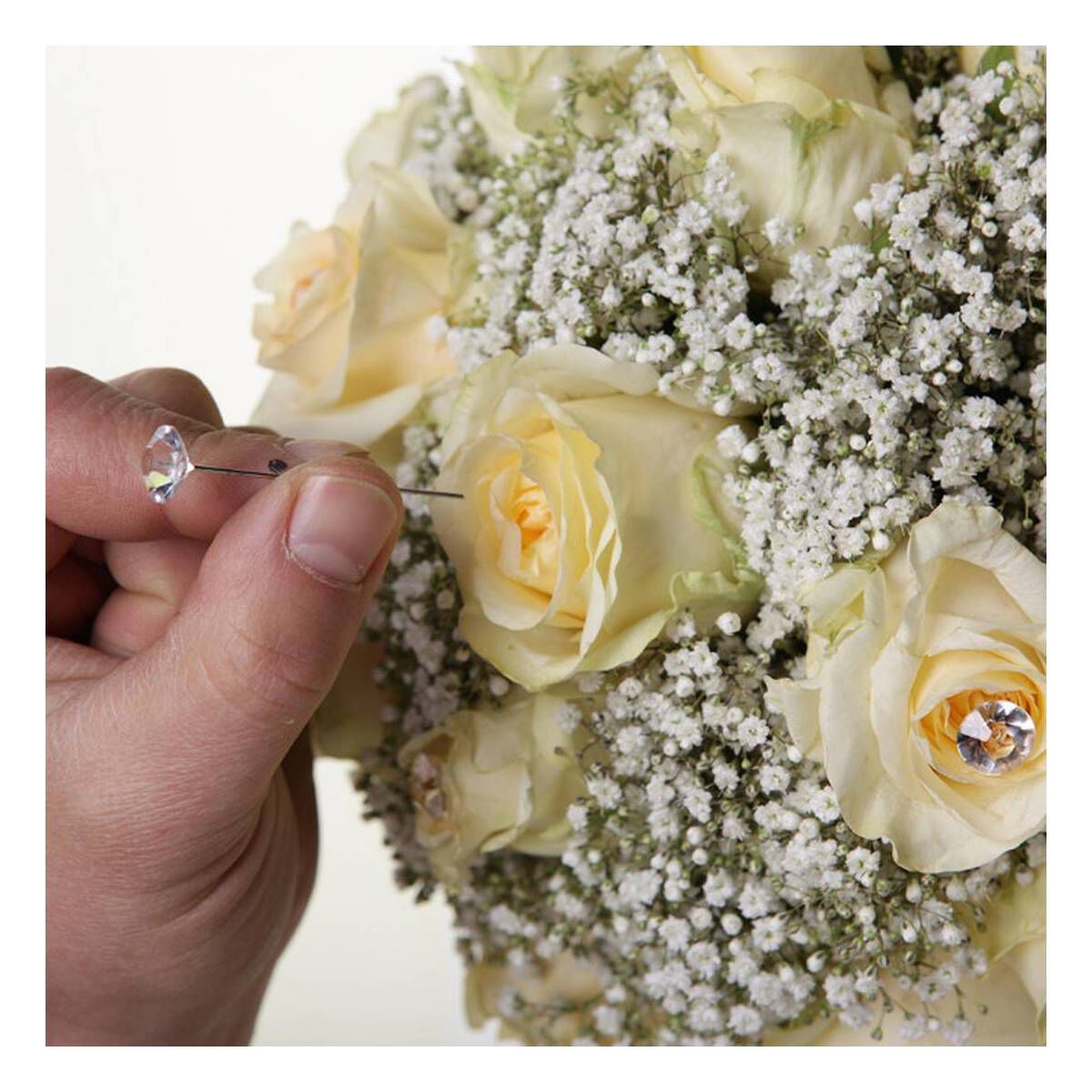 Top Qualty 50 /100 OASIS® Clear Diamante Corsage Florist Bouquet Decor Craft Pin 