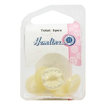 Hemline Cream Basic Cut Flower Button 5 Pack image number 2