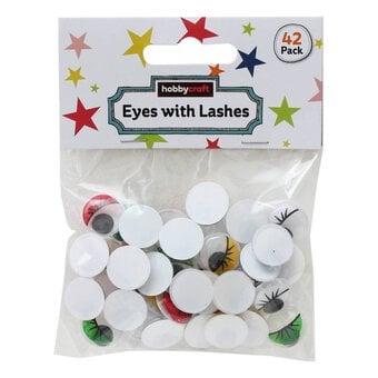 Coloured Googly Eyes with Lashes 1.5cm 42 Pack