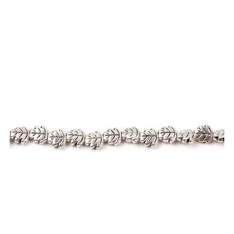 Antique Silver Alloy Leaf Bead String 22 Pieces