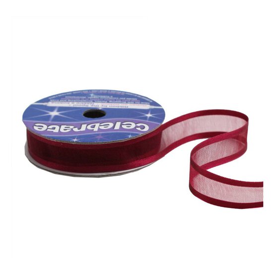Wine Organza Ribbon 25mm x 5m image number 2