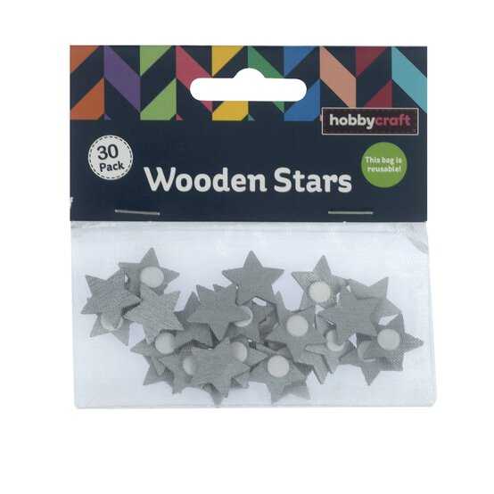 Silver Wooden Star Embellishments 30 Pack image number 4