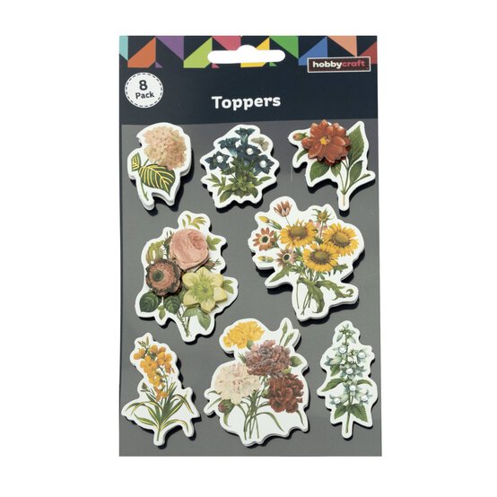 Vintage Flower Card Toppers 8 Pack image number 4