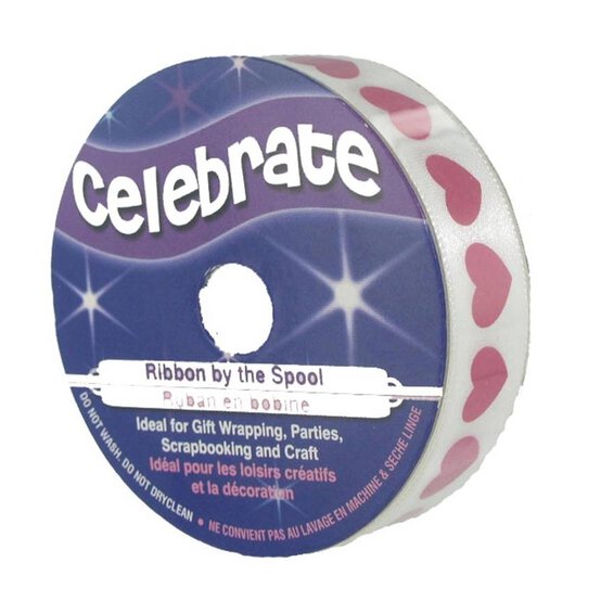 Hot Pink Heart Ribbon 16mm x 4m image number 1