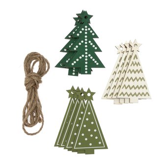 Christmas Tree Wooden Ornaments 12 Pack 