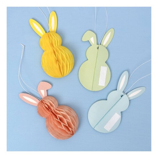 Honeycomb Bunny Decorations 4 Pack image number 1