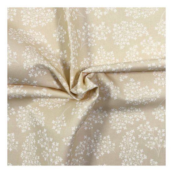 V&A Pressed in Time Beige Sprig Cotton Fabric by the Metre image number 1
