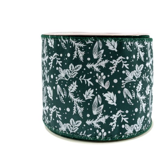 Festive Foliage Wire Edge Printed Ribbon 63mm x 3m image number 5