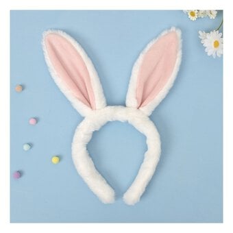White and Pink Bunny Ears Headband