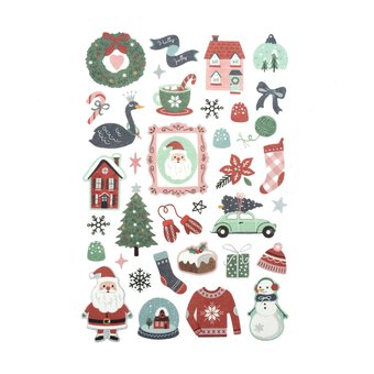 Pink and Red Festive Fabric Stickers