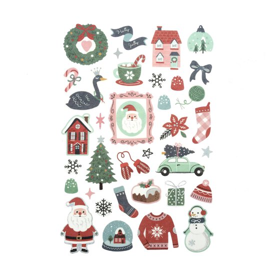 Pink and Red Festive Fabric Stickers image number 1