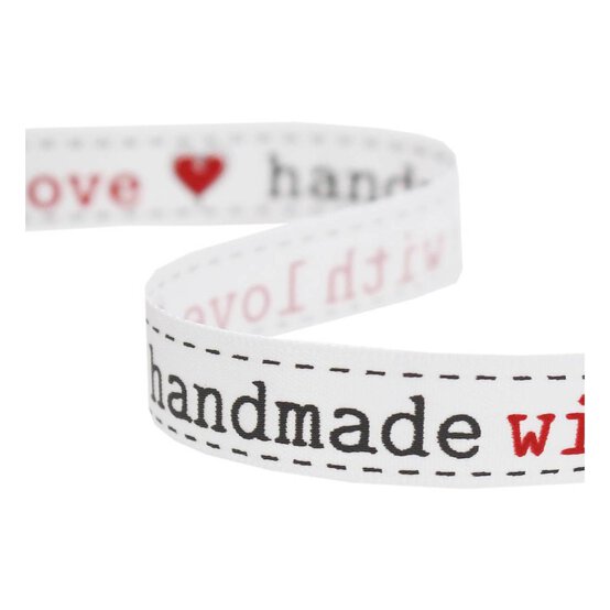 Red Handmade with Love Satin Ribbon 12mm x 4m image number 1