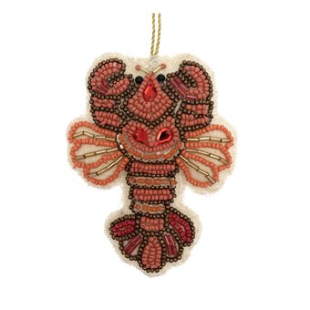 Hanging Beaded Lobster Decoration 10cm