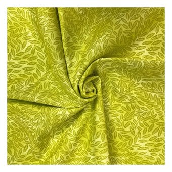 Lime Cotton Textured Leaf Blender Fabric by the Metre