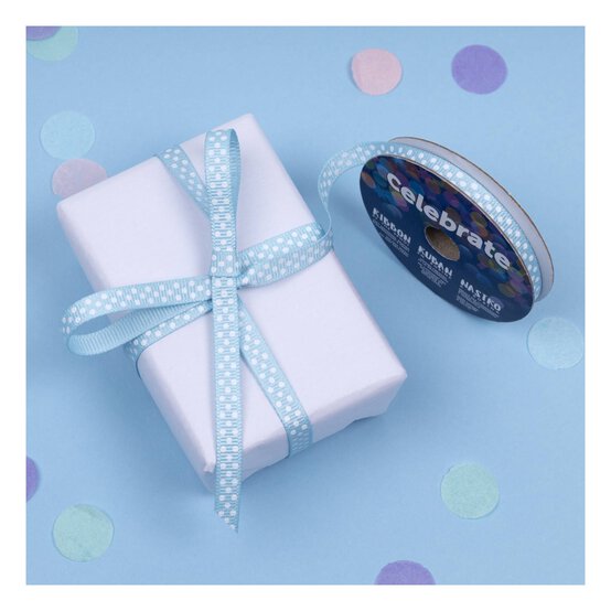 Baby Blue Grosgrain Polka Dot Ribbon 6mm x 5m image number 4