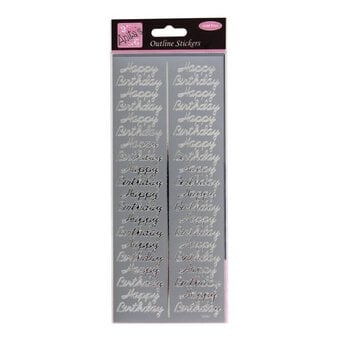 Outline Stickers Birthday Repeated Silver