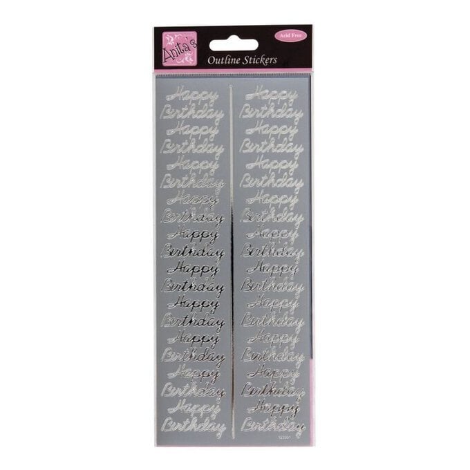 Outline Stickers Birthday Repeated Silver image number 1