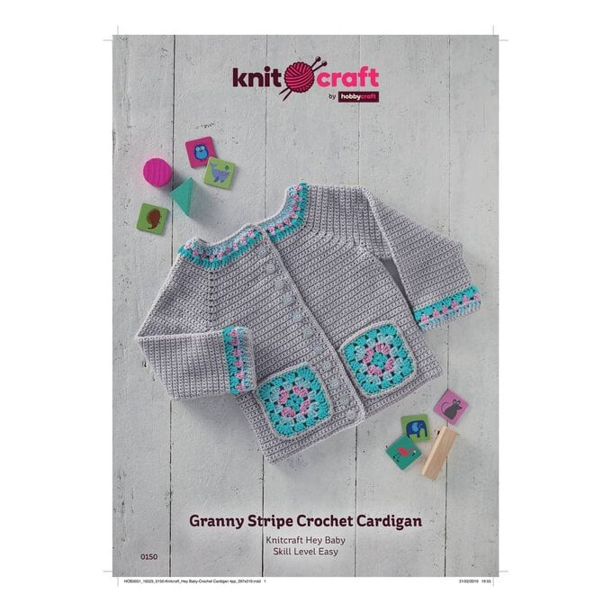 Knitcraft Granny Stripe Crochet Cardigan Pattern 0150 image number 1