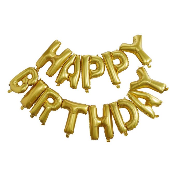 Gold Happy Birthday Balloon Bunting 1.5 m image number 1