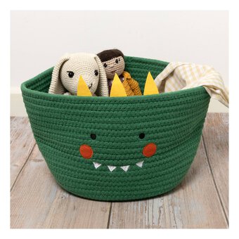 Green Dinosaur Cotton Rope Basket 30cm x 18cm 