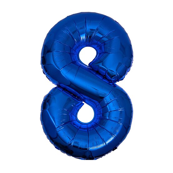 Extra Large Blue Foil Number 8 Balloon image number 1