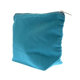 Turquoise Cotton Zip Pouch
