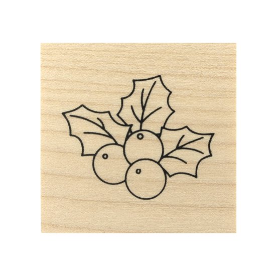 Holly Wooden Stamp 3.8cm x 3.8cm image number 4