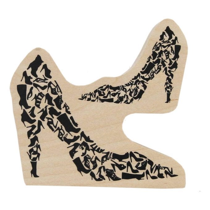 High Heel Shoe Wooden Stamp 8cm x 8cm image number 1