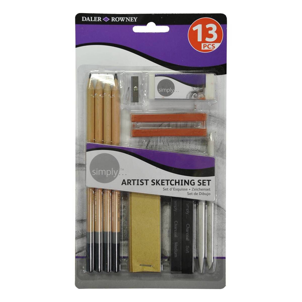 Kit Disegno Daler Rowney Simply 40 Pezzi - Matite Grafite, Carboncini, Carta A4 Per Sketching - Foto 2