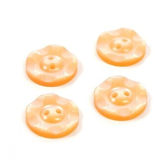 Hemline Orange Basic Scalloped Edge Button 4 Pack