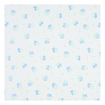 Blue and White Floral Polycotton Fabric by the Metre