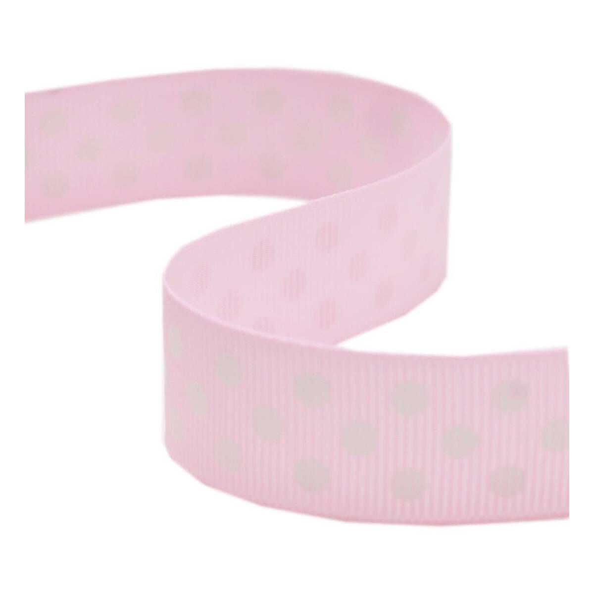 Baby Pink Spots Grosgrain Ribbon 19mm x 4m | Hobbycraft
