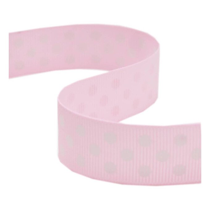 Baby Pink Spots Grosgrain Ribbon 19mm x 4m image number 1
