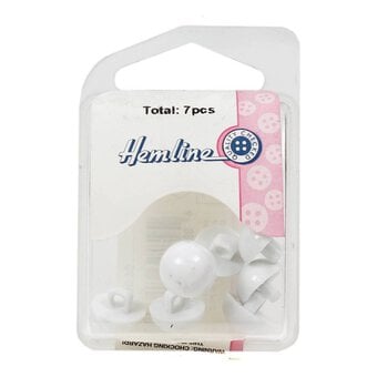 Hemline White Basic Dome Button 7 Pack