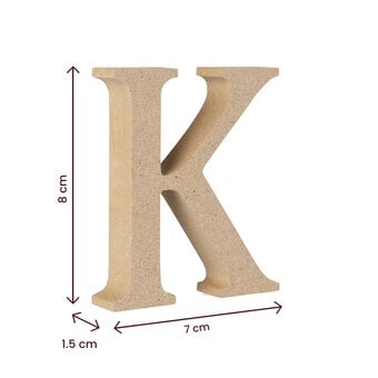 MDF Wooden Letter K 8cm image number 4