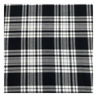 Black and White Poly Viscose Tartan Fabric by the Metre image number 2