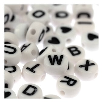 Black Letter White Alphabet Beads 40g  image number 3