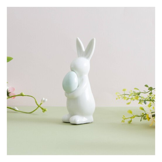 Glazed Ceramic Bunny with Egg 12.5cm image number 2