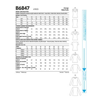 Butterick Women's Tops  Sewing Pattern B6847 (B5 8-16)