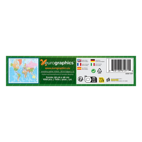 Eurographics Modern Map of the World Jigsaw Puzzle 1000 Pieces image number 3